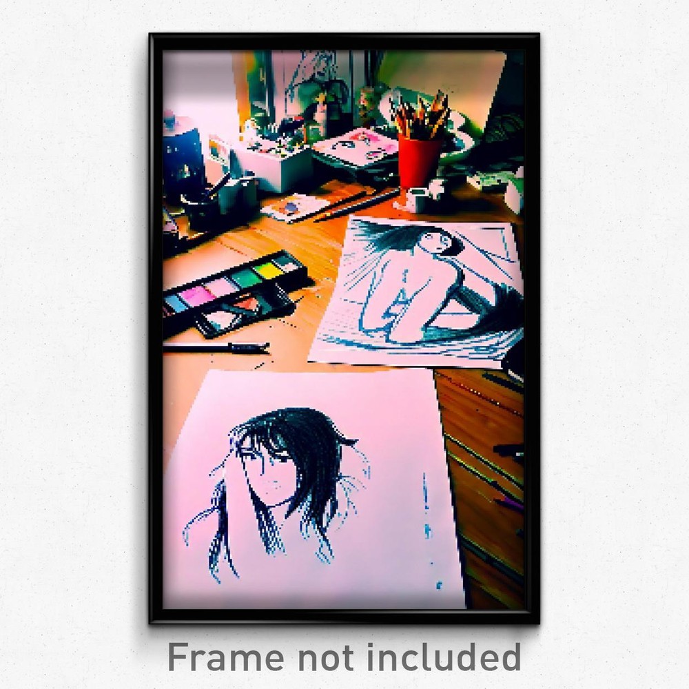 Pixel Art Poster - Cluttered Drawing (8 Bit Psychedelic Trippy Video Game Print)