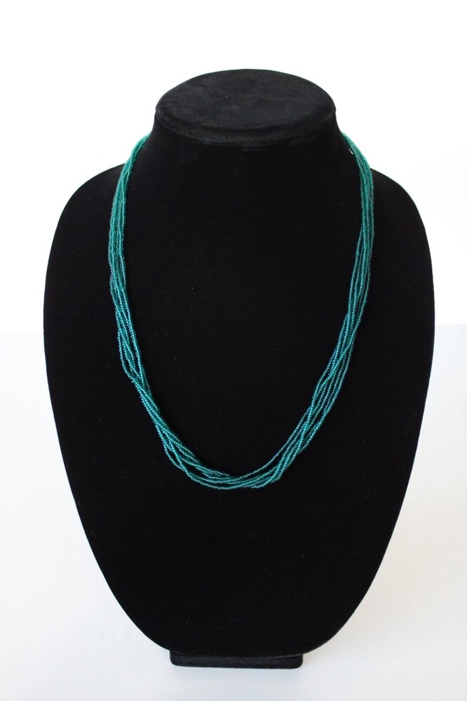 Beaded Necklace Dark Blue Green 23