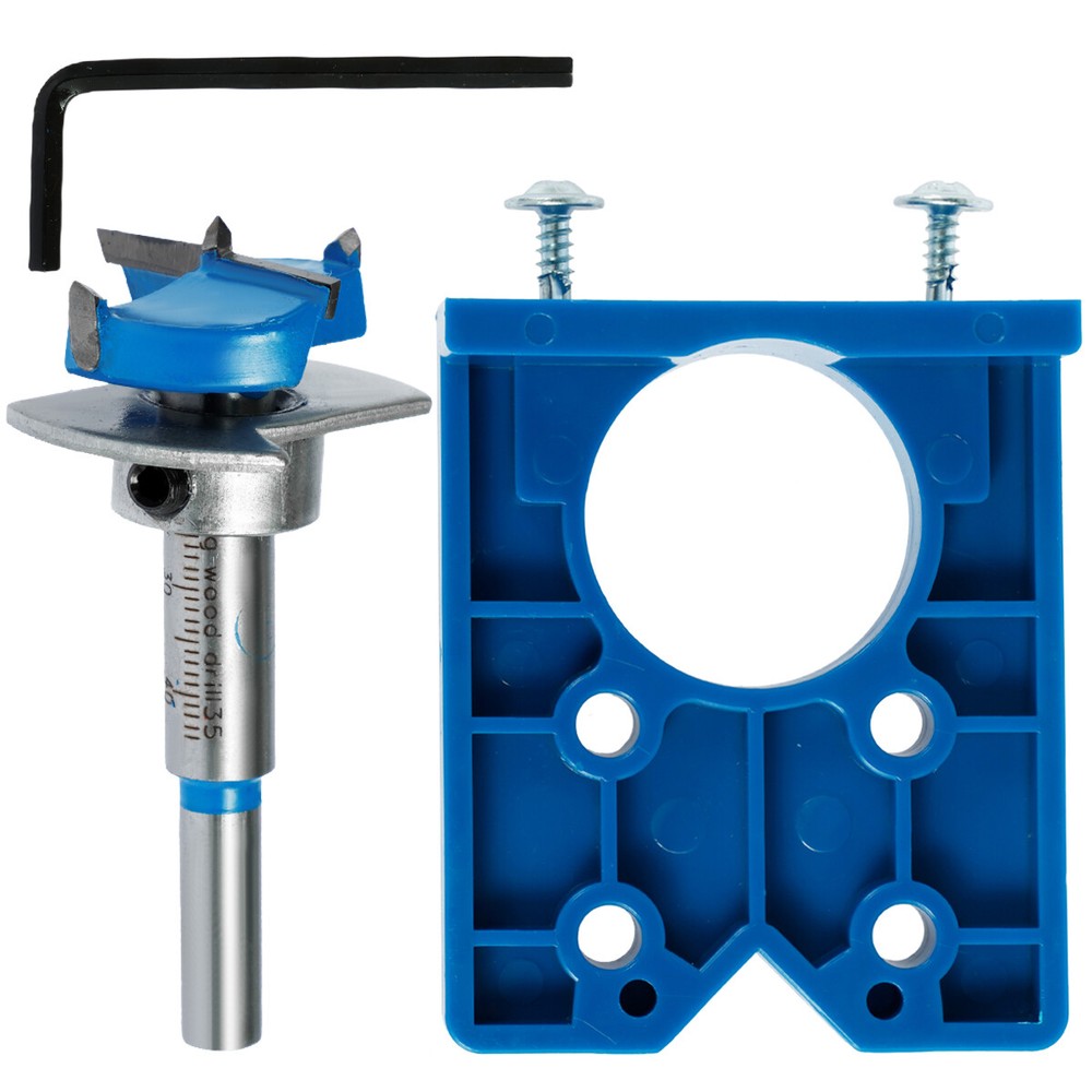 35mm Concealed Hinge Hole Jig Kitchen Cabinet Doors With Drill Bit Tool Set WG☸