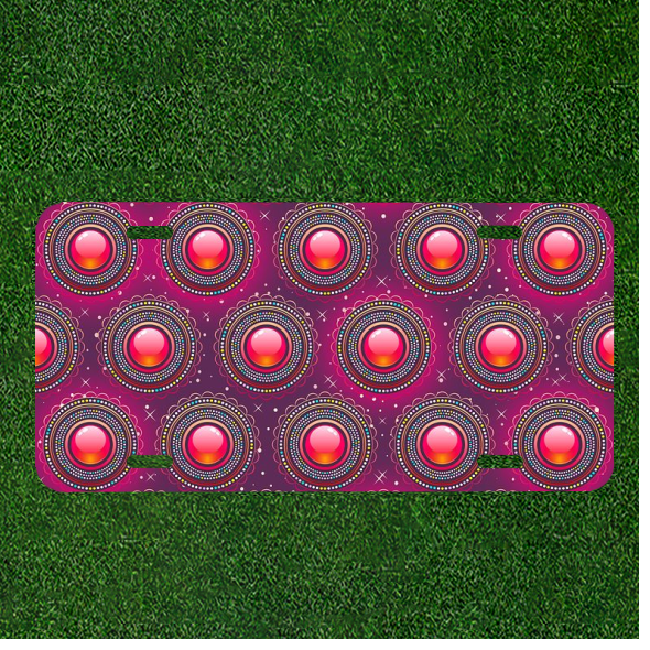 Custom Personalized Car License Plate With Abstract Circle Gem Pattern