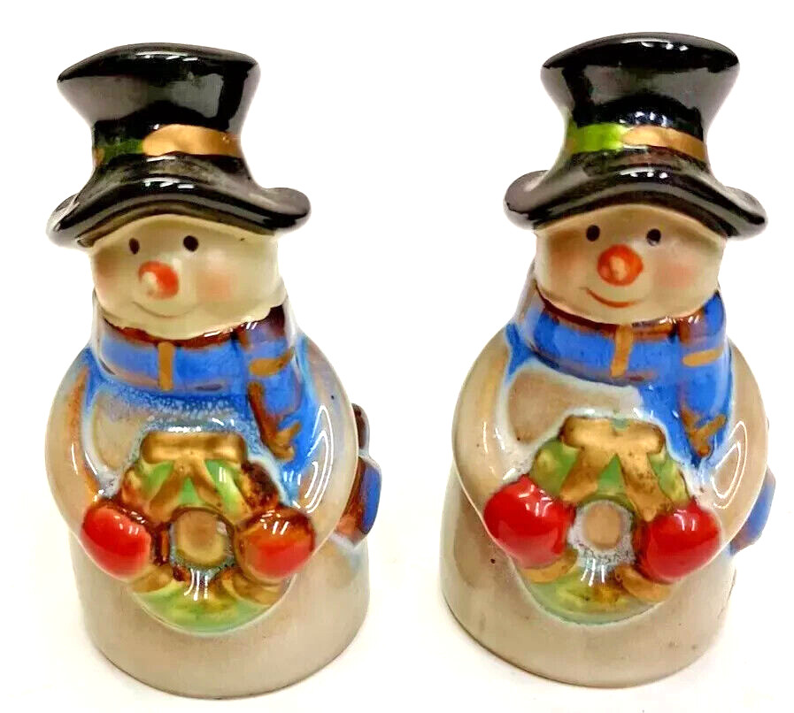 Vintage Snowman Salt and Pepper Shakers - Winter /  Christmas Themed