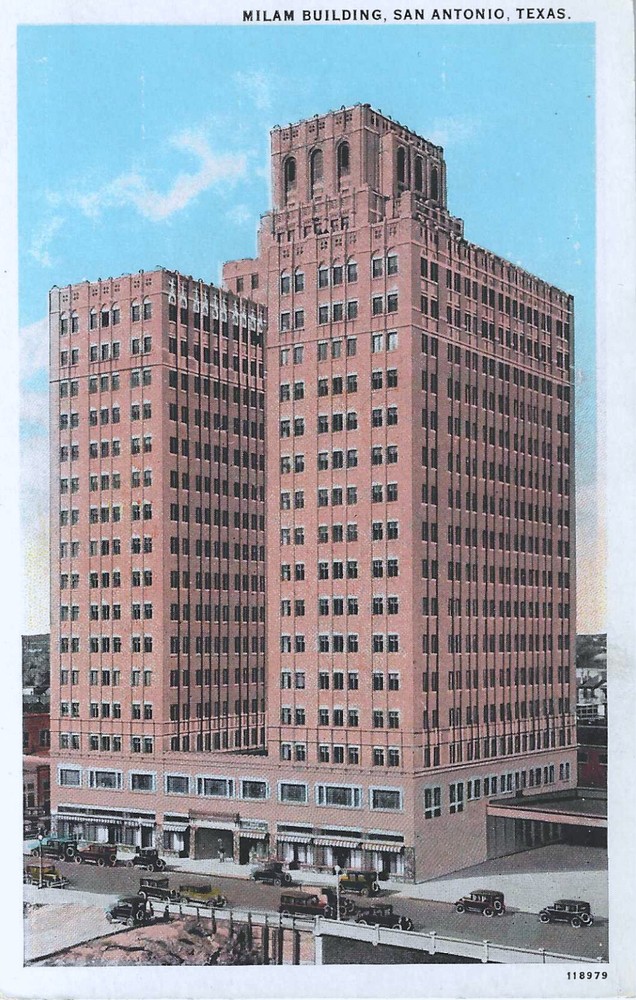 c1930s San Antonio Texas TX ~ Milam Building UNP Postcard ~ Automobiles