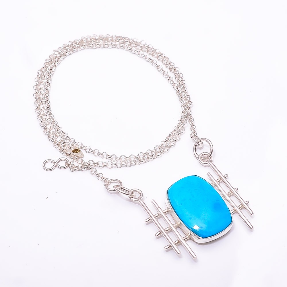 Magnesite Turquoise Sterling Silver Tennis Necklace 19-23 Inches Cp944120447