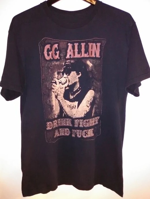 GG Allin Drink Fight And Fvck Retro Tee full Size, Black t-shirt TE1227