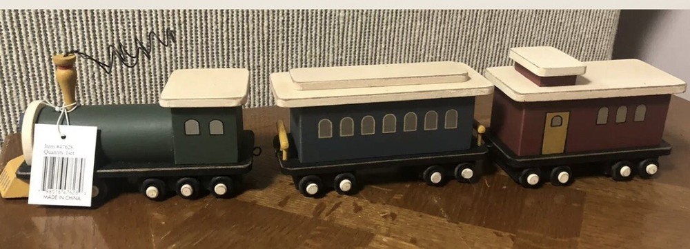Vintage Three-Piece Wooden Train Set for Home Decor by A Special Place