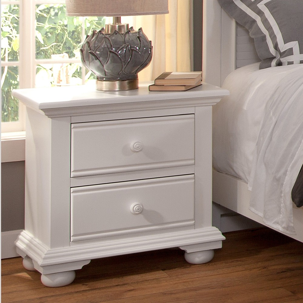 Beachcrest Eggshell White 2-Drawer Nightstand with Classic Design