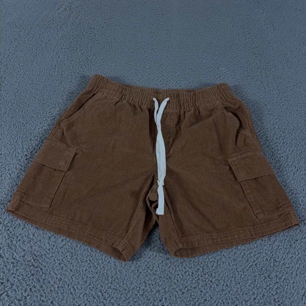 No Boundaries Shorts Men M 32-34 Brown Cargo Corduroy Drawstring 6