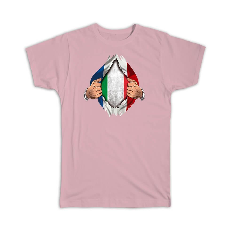 Gift T-Shirt : Italy French Flag Chest Italian