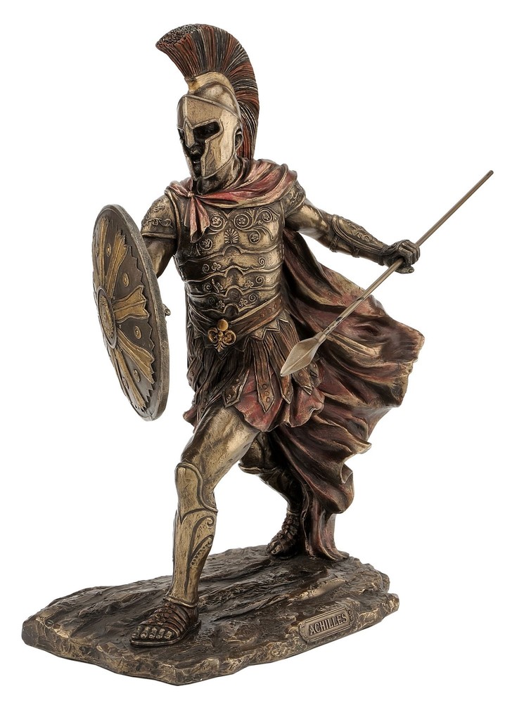 11.38 Inch Achilles with Spear and Shield Cold Cast Bronze Figurine-image