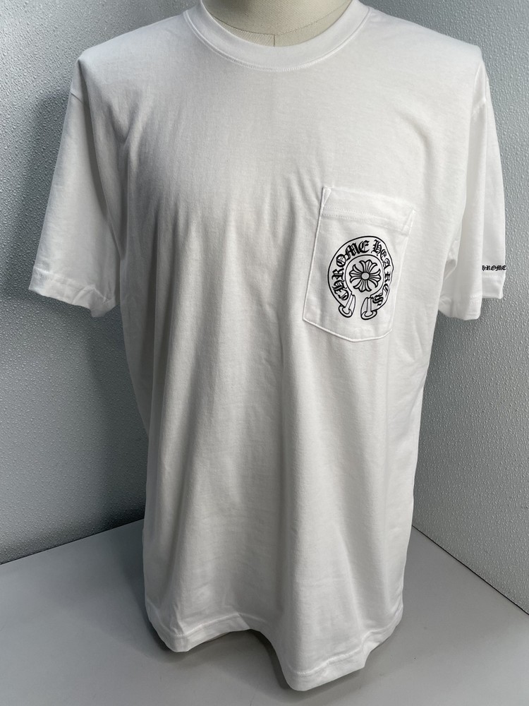 Chrome Hearts Unisex T-Shirt White/Black Size L Horseshoe Short Sleeve Pocket