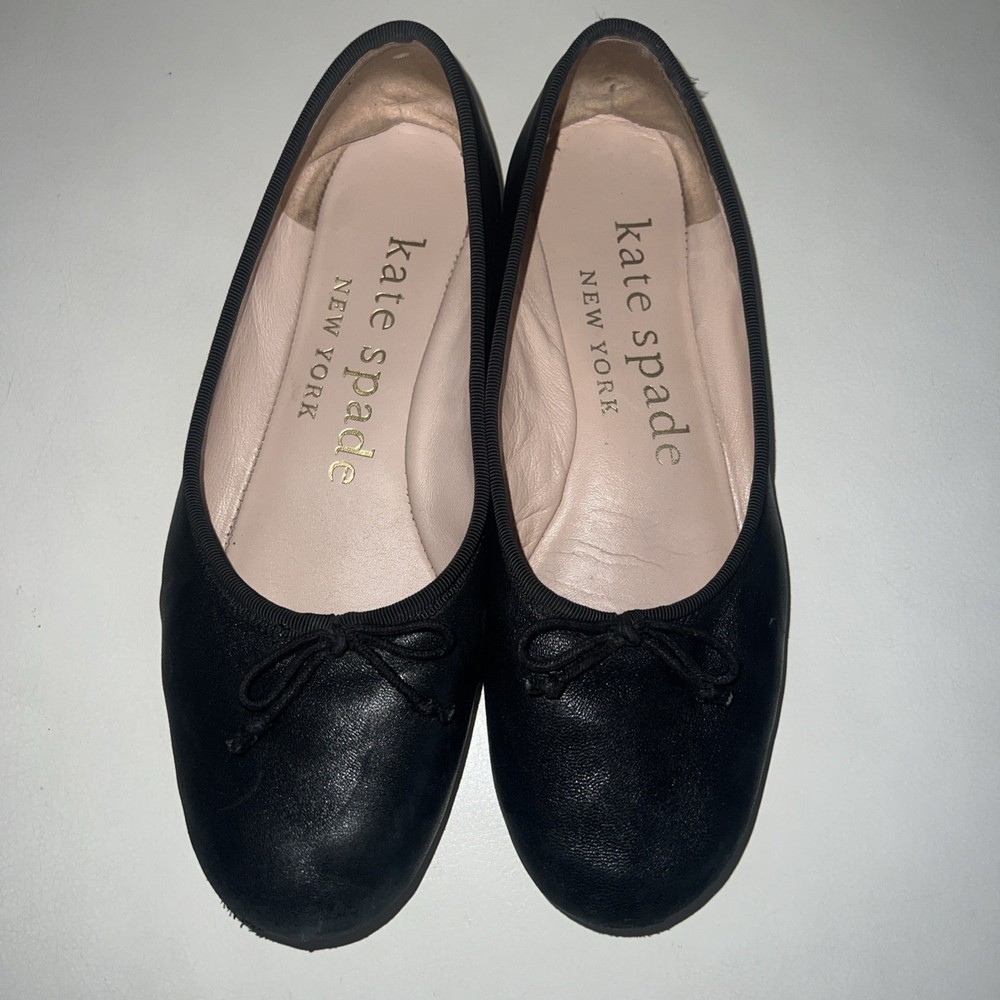 Kate Spade New York Honey Women's Leather Bow Round-Toe Ballet Flats Sz 6.5