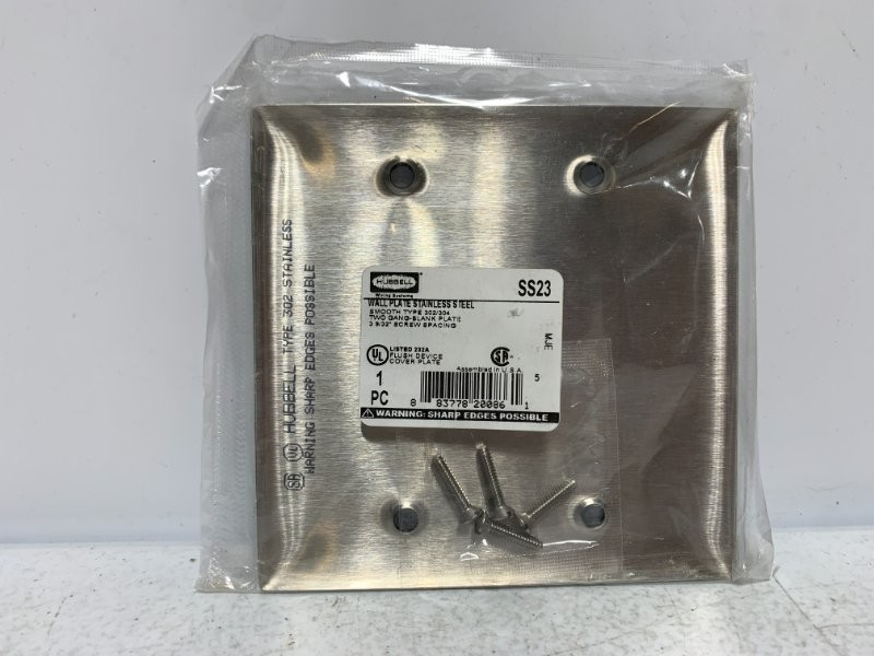 Hubbell SS23 Wall Plate Stainless Steel 2-Gang Blank