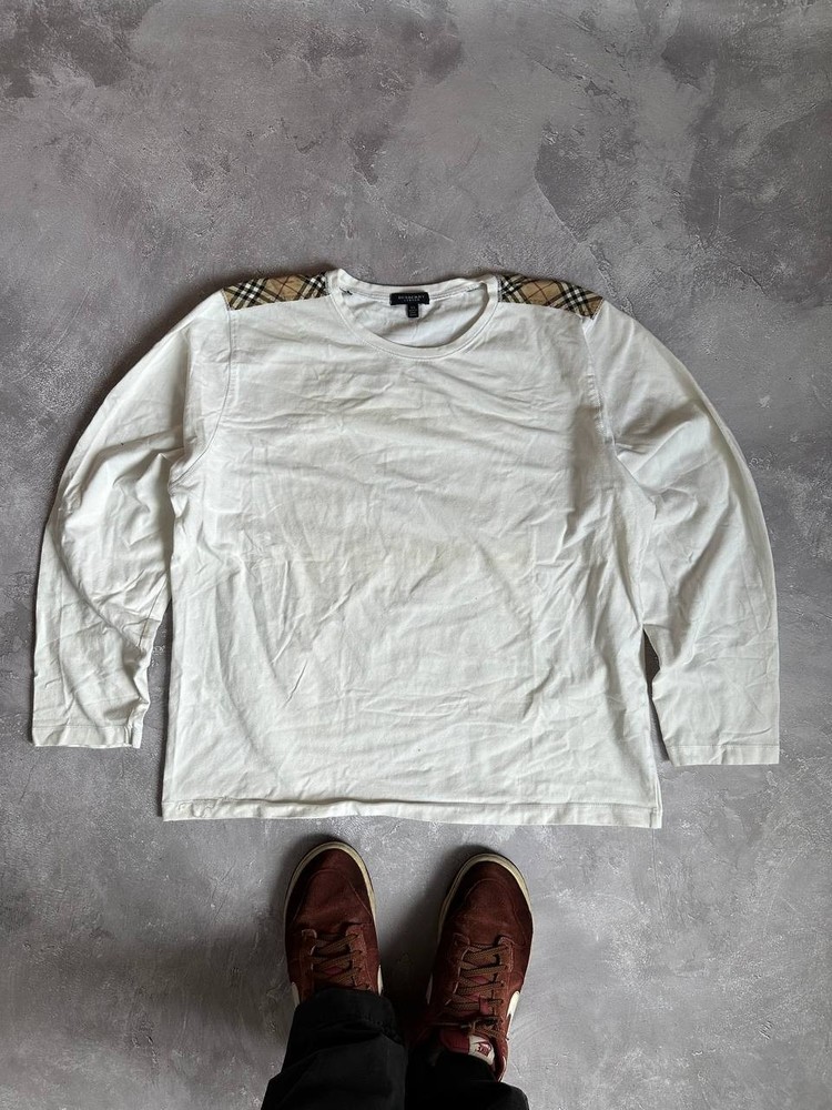 Burberry London White Nova Check Long Sleeve XL Top