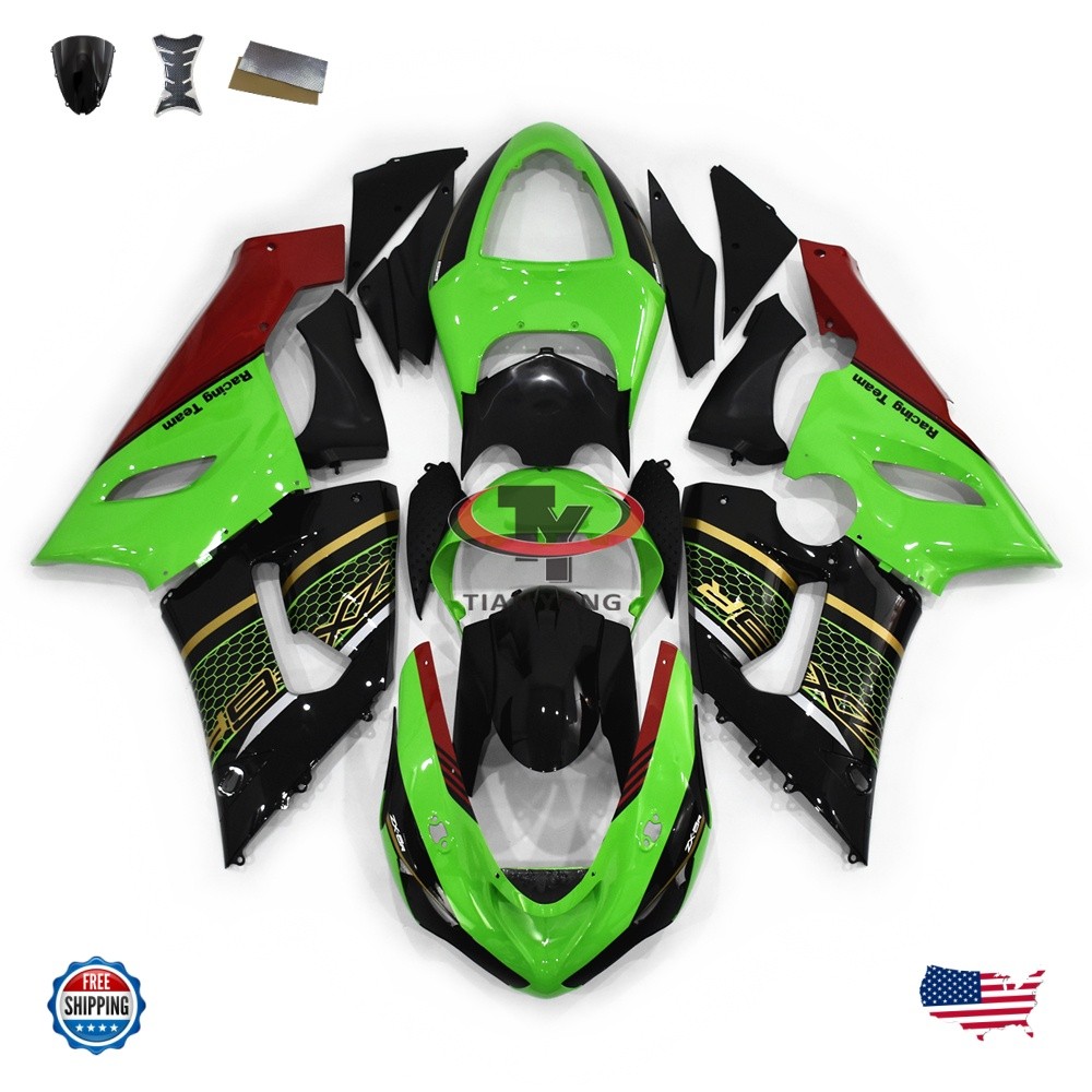 Green Fairing Kit for 2005 2006 Kawasaki Ninja ZX6R Fairings Injection Bodywork