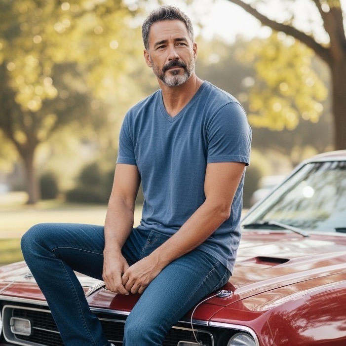 James Perse Standard Mens Blue V-Neck T-Shirt Size 2 or Med Made in USA Cotton