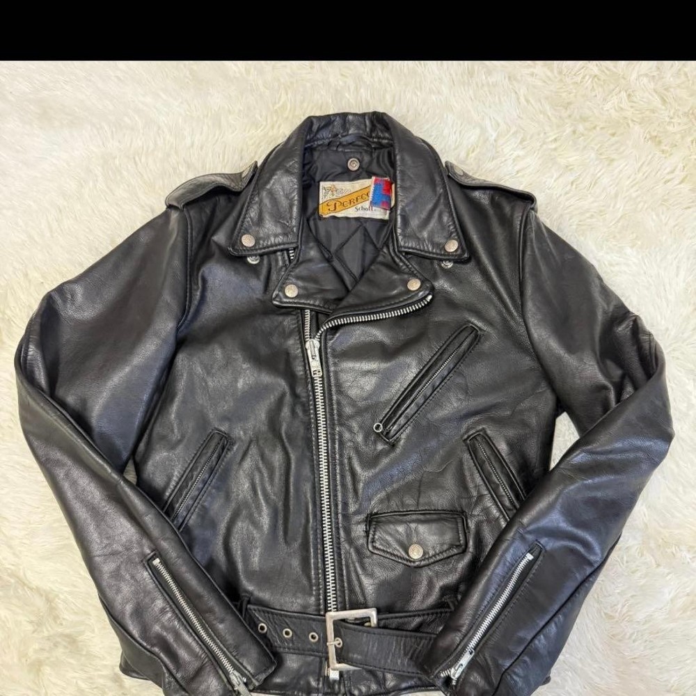 SCHOTT 618 Double Riders Leather Jacket Black Mens Size M Vintage Moto Authentic