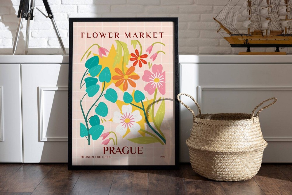 Praque Flower Market Poster Flower Art Flower Market Print Botanical Wall Art