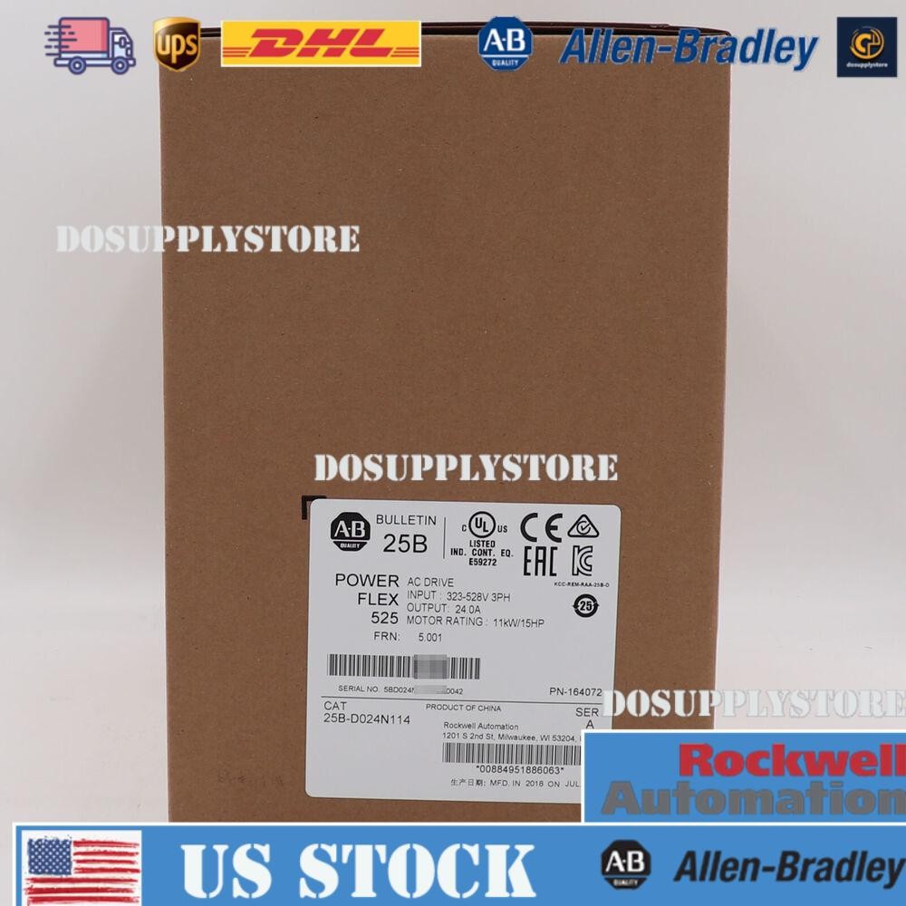 25B-D024N114 Allen-Bradley  PowerFlex 525 AC Drive 11kW 15Hp Factory Sealed NEW