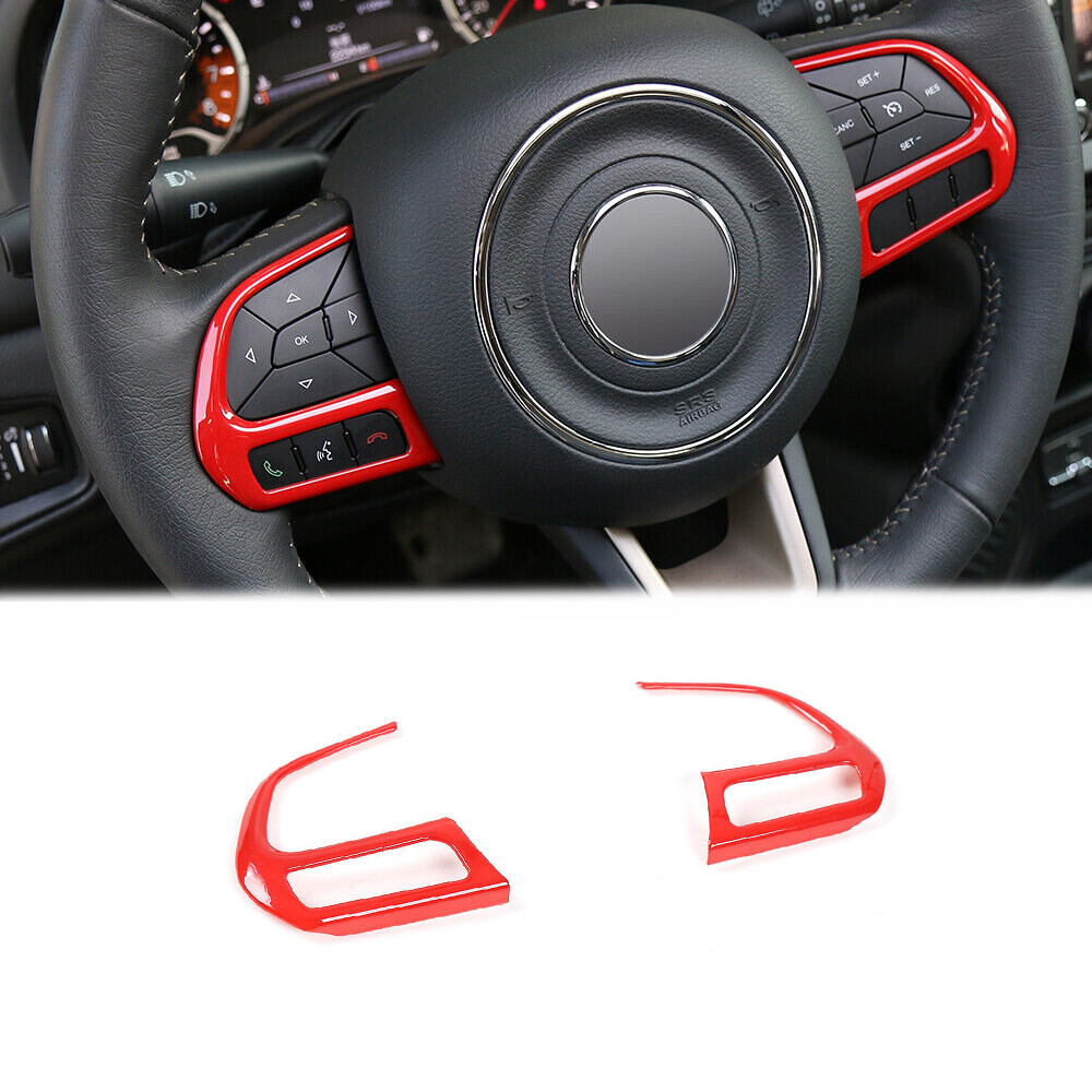 Steering Wheel Switch Button Trim 2PCS For Jeep Renegade 2016-2018 Bright Red
