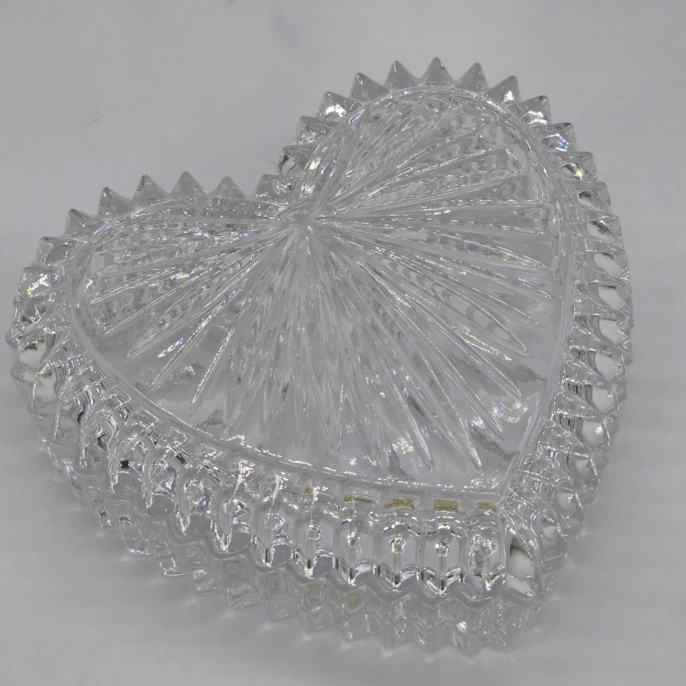 Gorham West German Lead Crystal Heart Trinket Box with Lid