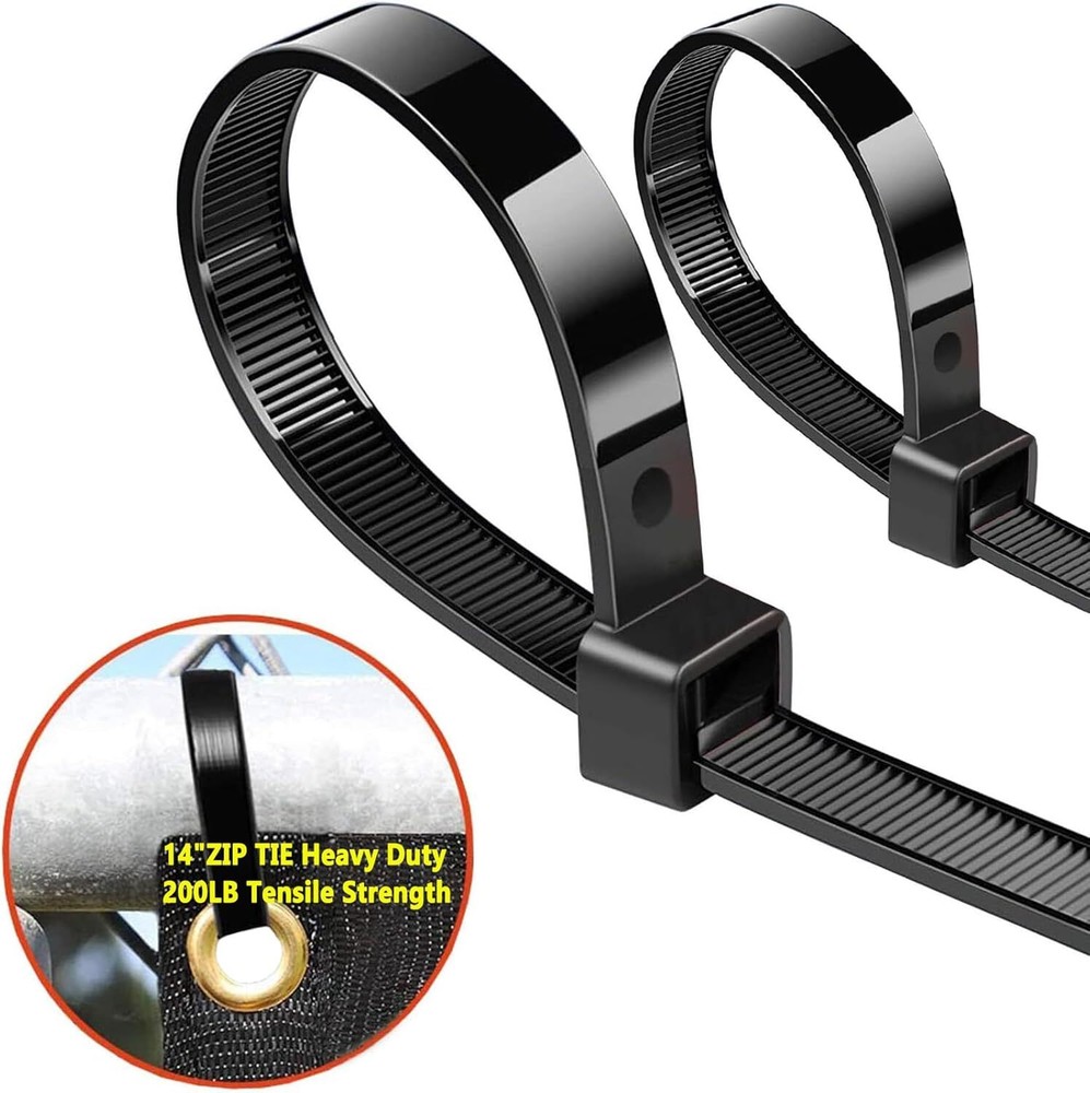 Heavy Duty 14-Inch Zip Ties with 200 lbs Tensile Strength