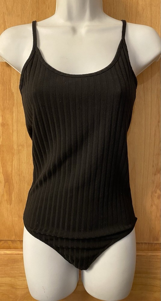Zara Women’s Black Ribbed Bodysuit Tank Top Size Small (X)
