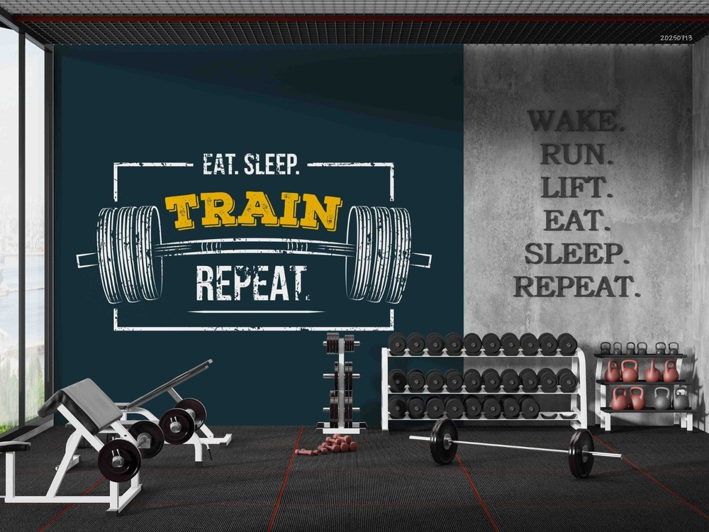 3D Gym Fitness Theme Illustration Wall Murals Wallpaper Murals Wall Sticker 10
