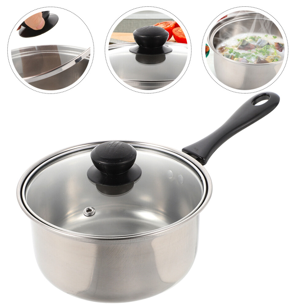 Saucepan with Lid Stainless Steel Pot Deepen Soup Household Baby