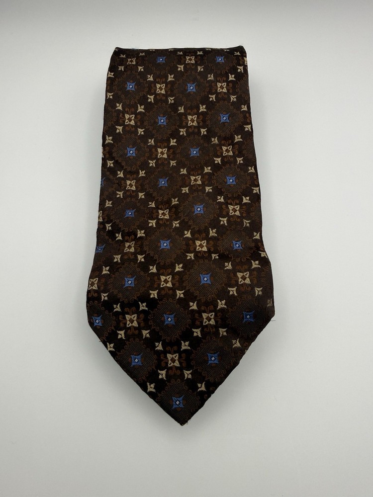 Jos. A. Bank Signature Collection Men’s Tie 100% Silk Brown Gold Blue   (T387)
