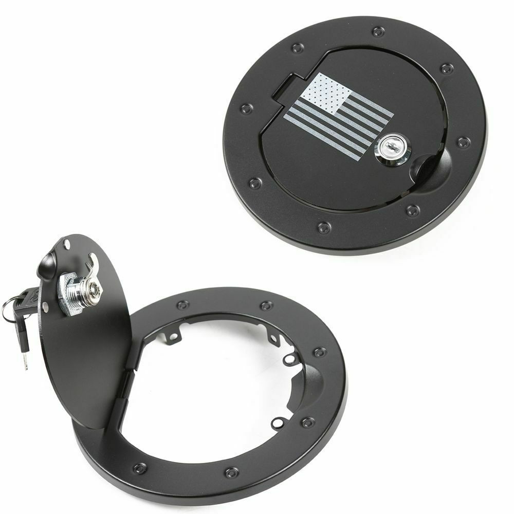 Black Locking Gas Tank Cap Cover for 2007-2017 Jeep Wrangler JK
