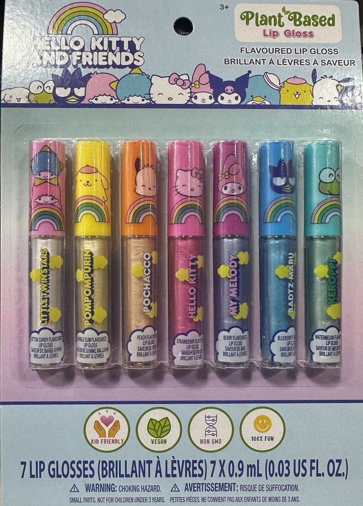 Lip Gloss - Hello Kitty and Friends - Set of 7 Lip Balm Plant Based New