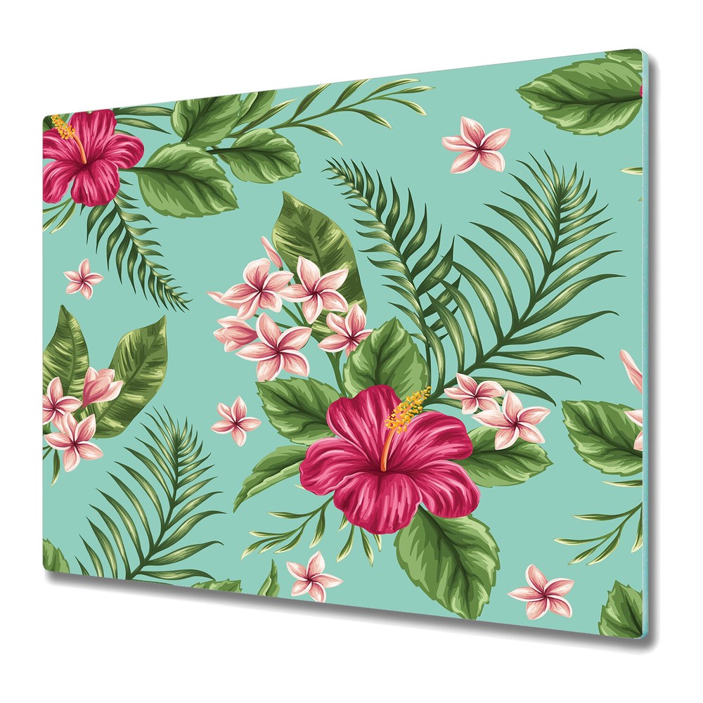 Glass Surface Protector Colourful Hibiscus Exotic Floral Tropical art 60x52
