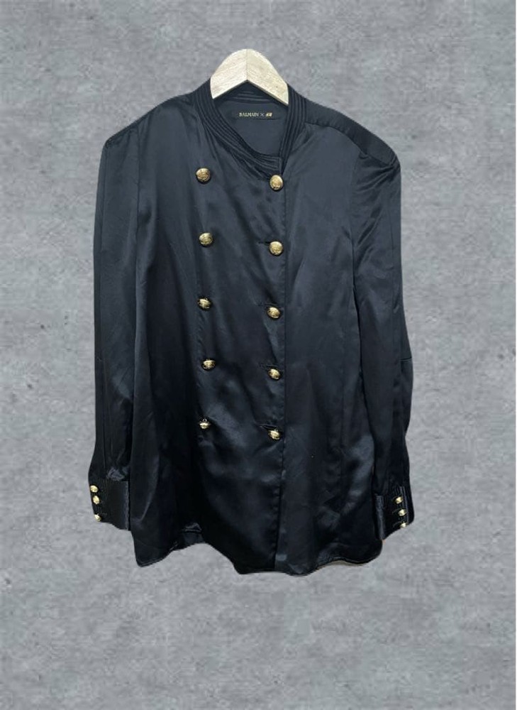 H&M x BALMAIN Silk Shirt M Blue/White Limited Edition