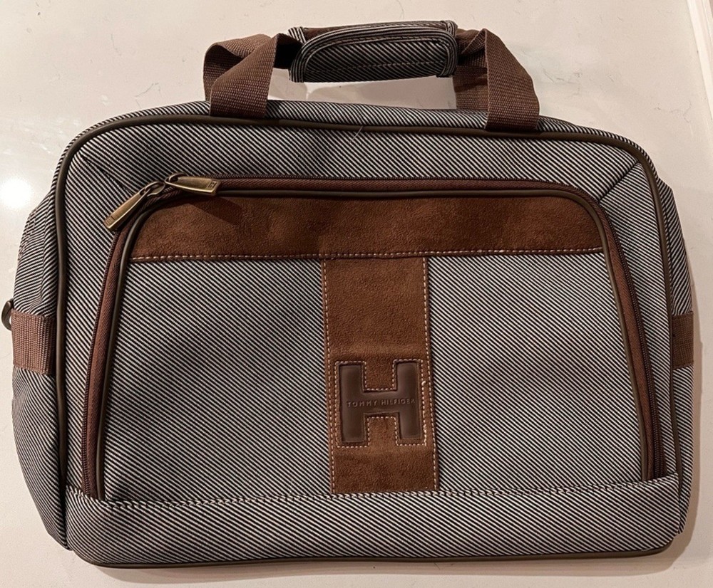 Vintage Tommy Hilfiger Messenger Tote Bag for Men 18x12x6 Polyester Carry-On
