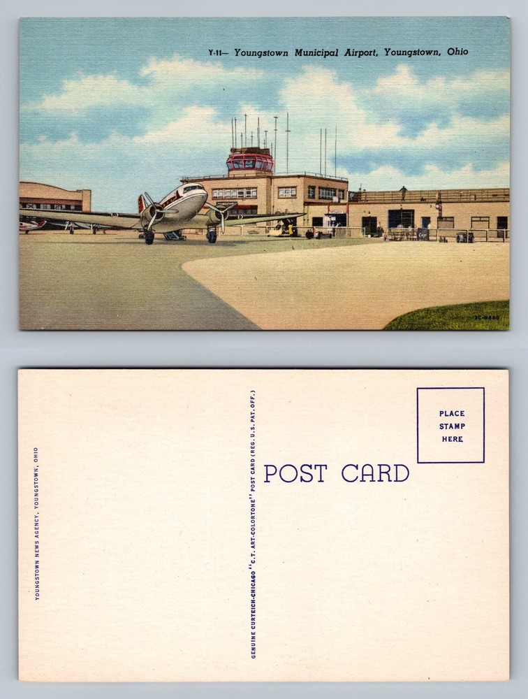 Youngstown, OH-Ohio, Municipal Airport Tower Scene PC Vintage Postcard