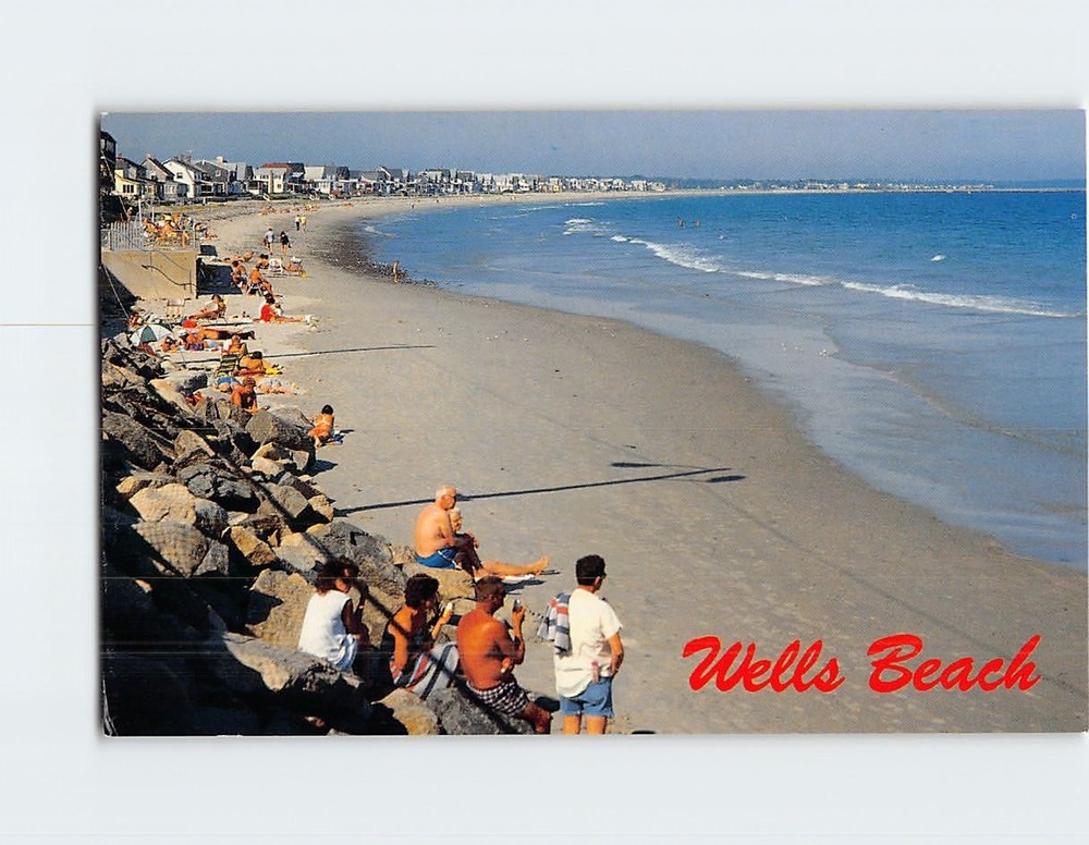 Postcard Wells Beach Wells Maine USA