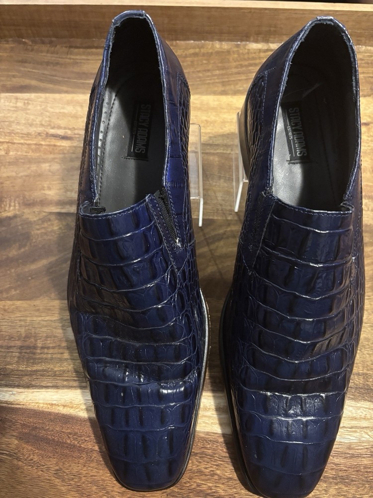 Stacy Adams Men’s Navy Blue Croc Embossed Slip-On Dress Shoes Size 12 M