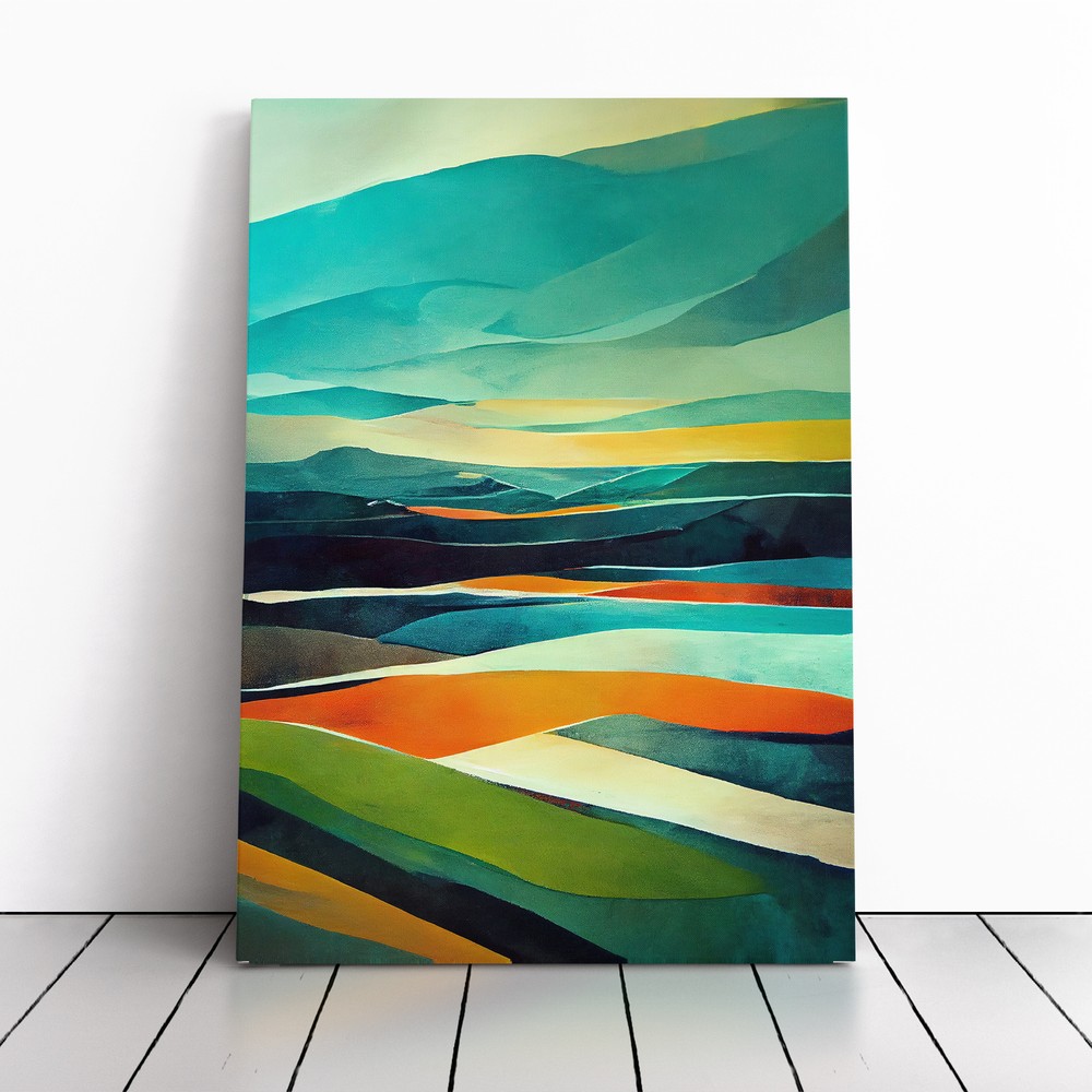 Meadow Landscape In Abstract No.4 Canvas Wall Art Print Framed Picture Decor