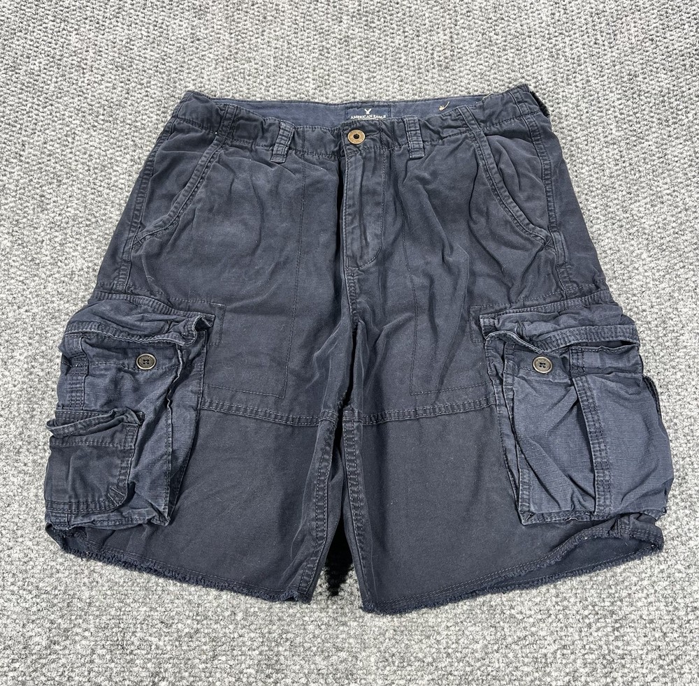 American Eagle Cargo Shorts Men's 32 Navy Blue Classic Length Baggy Y2K