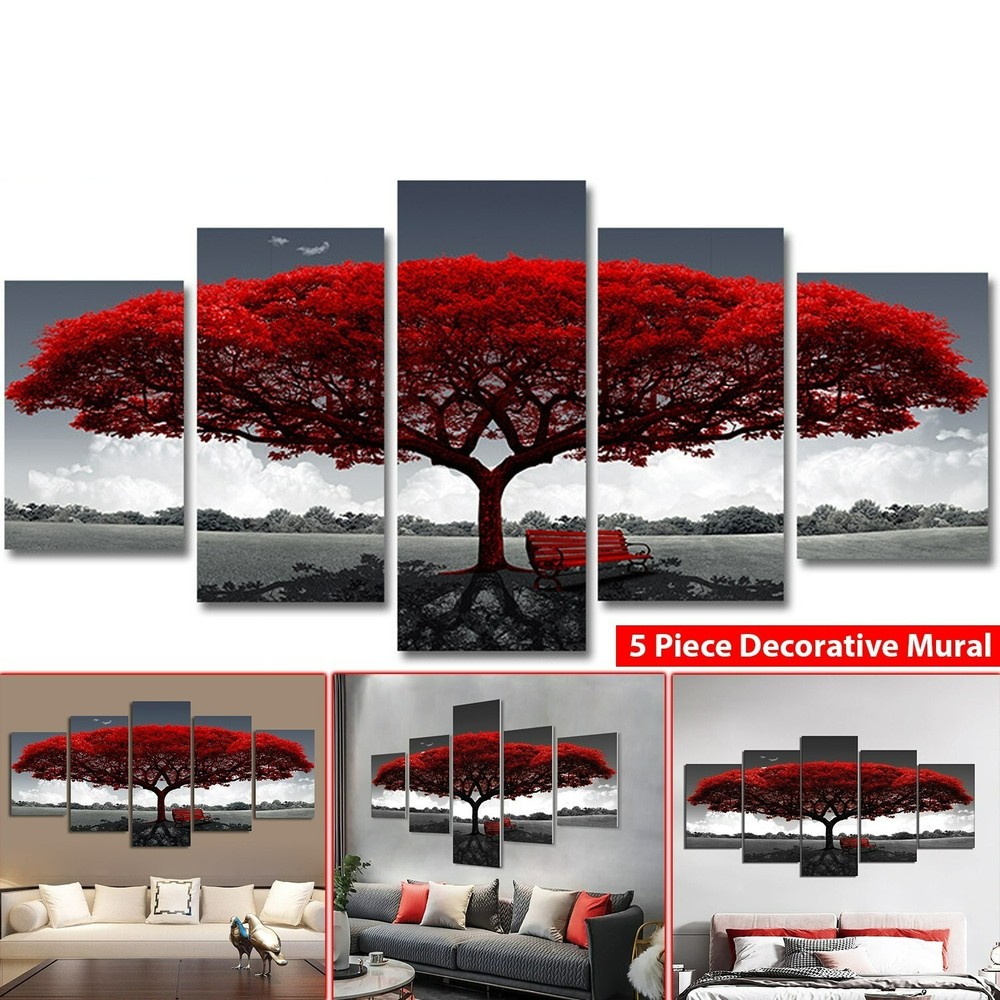 5PCS Canvas Landscape Wall Art Prints, Modern Paintings for Living Room Decor