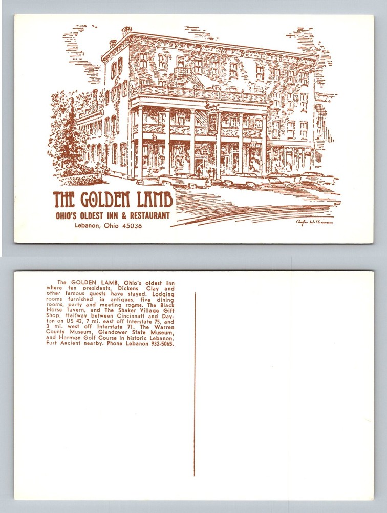 Lebanon, OH-Ohio, The Golden Lamb Inn Historic Hotel Building Vintage Postcard