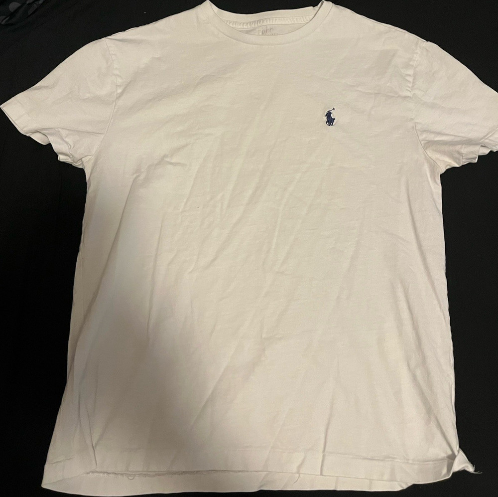 Polo Ralph Lauren Men’s White Solid Crew Neck Short Sleeve Logo T-Shirt