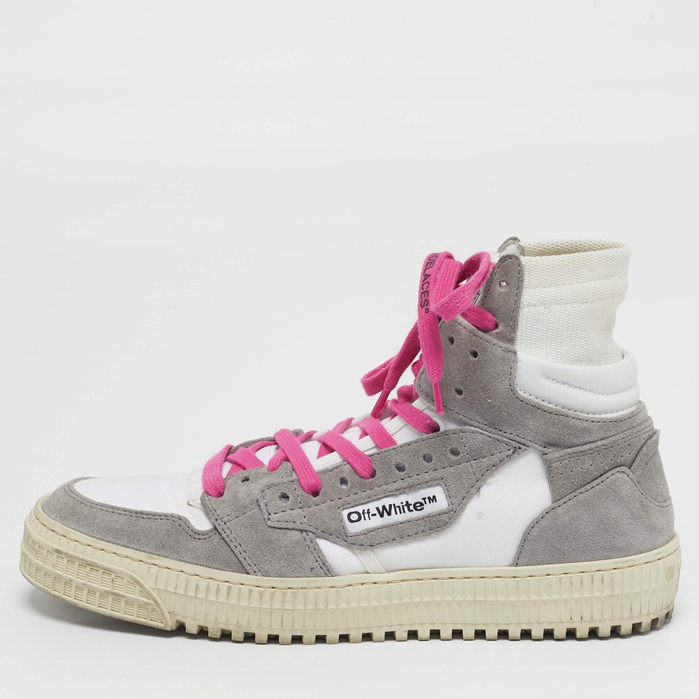 OffWhite 3.0 Off Court Size 38 WhiteGrey Suede and Canvas Lace Up Sneakers