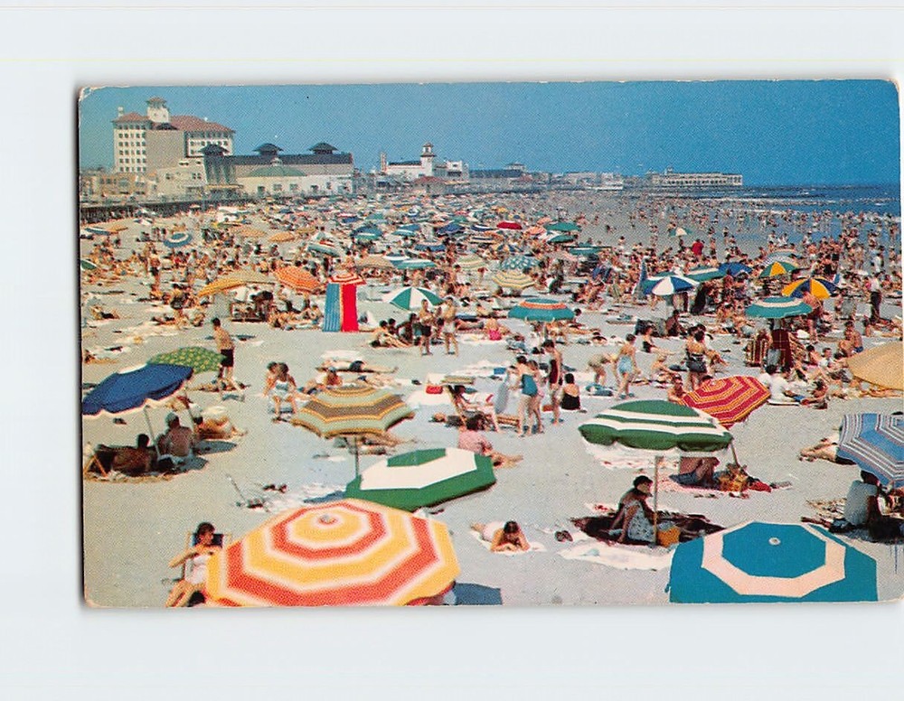 Postcard Bathing Beach Scene Ocean City NJ USA