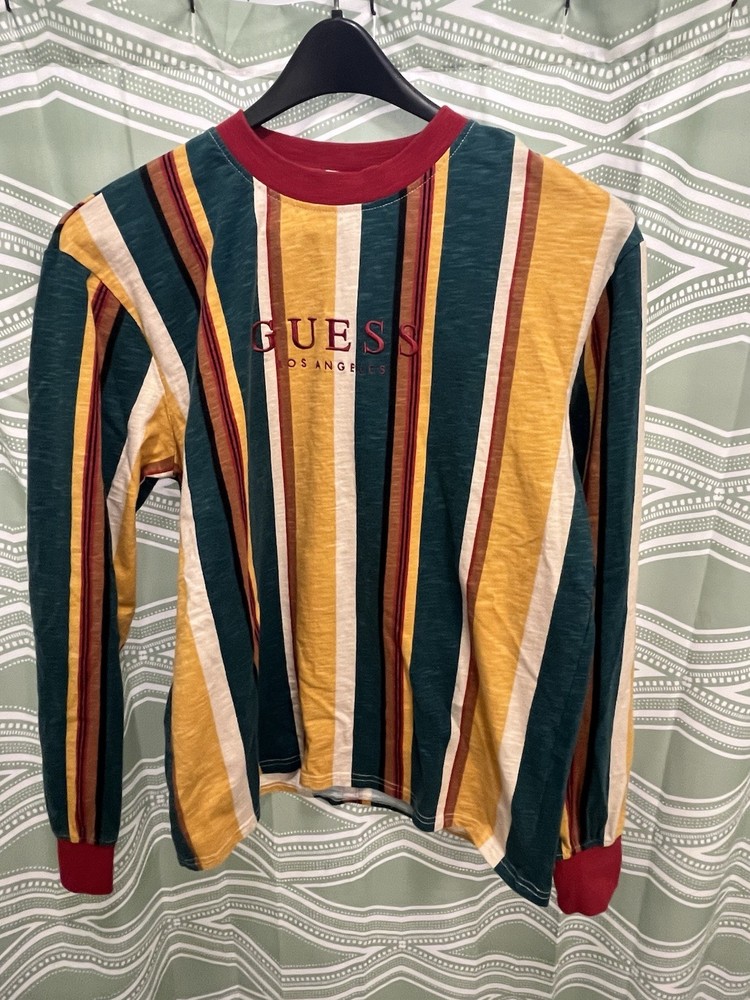 Guess Men's Originals Striped Long Sleeve Shirt Size S Retro