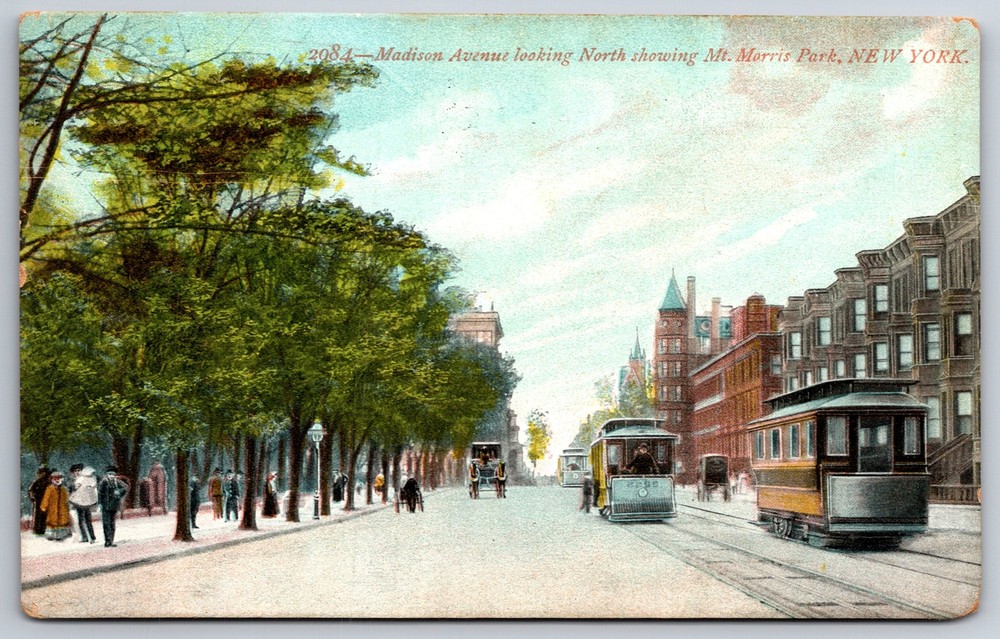 New York City~Madison Avenue North~Mt Morris Park~1909 Postcard