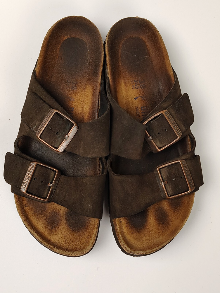 Birkenstock Unisex 7 Brown Leather Arizona Slide Footbed Sandals Mocha Birkibuc