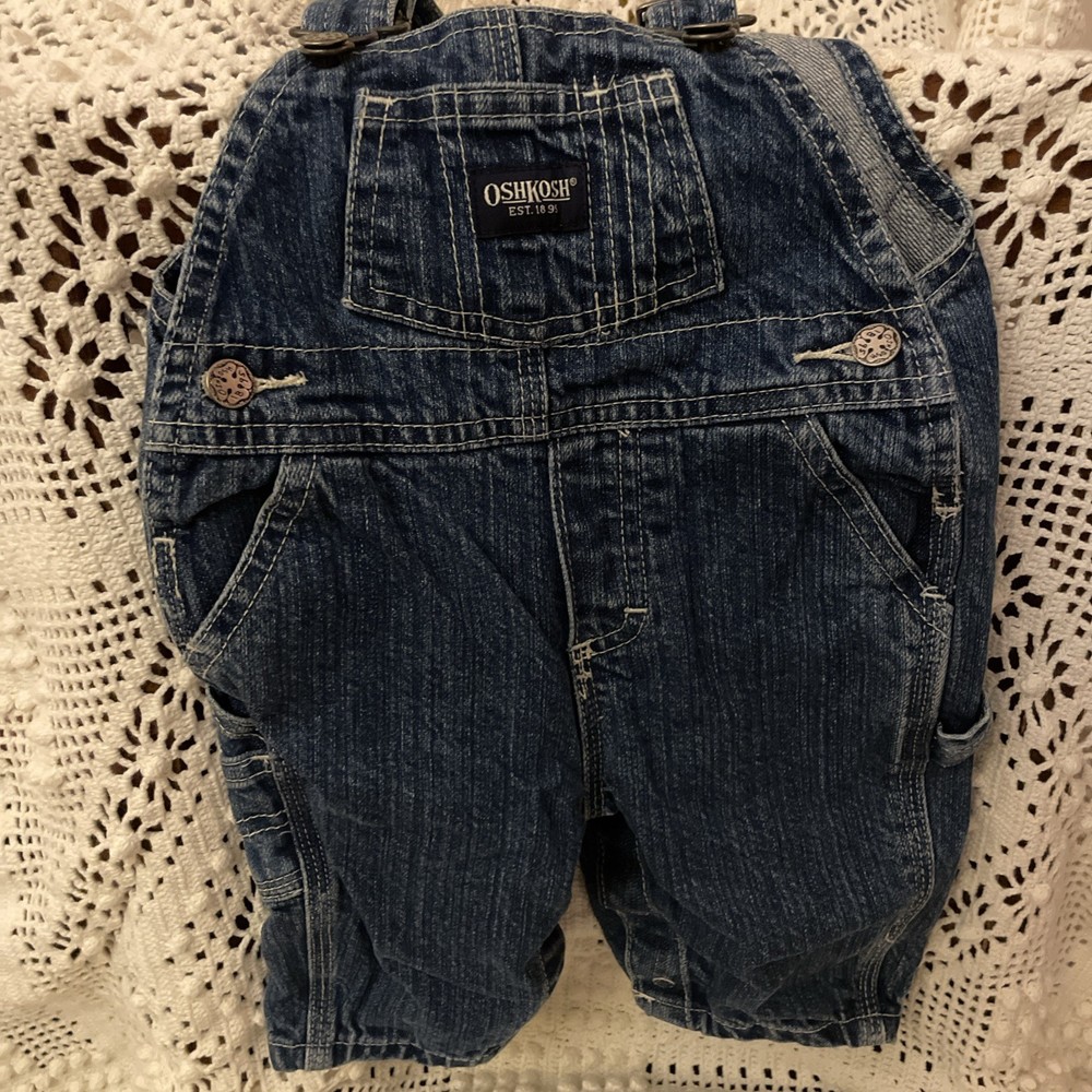 Vintage OshKosh Overalls Baby 3-6 Months Blue Jean Denim B’gosh Classic