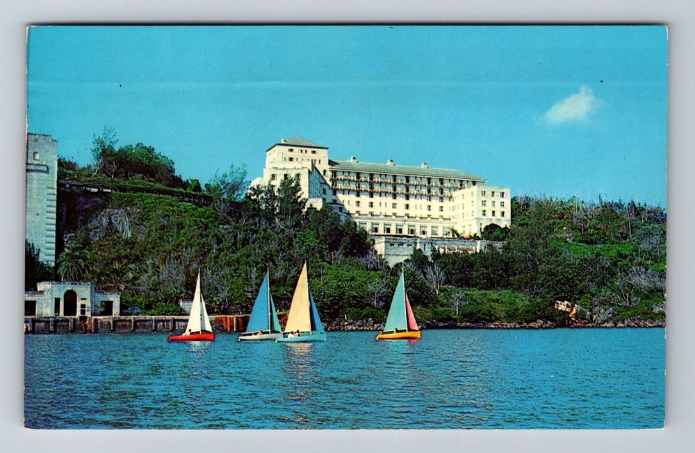 Bermuda- The Castle Harbour Hotel Sail Boats Souvenir Old Post Vintage Postcard