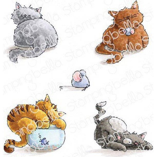 New Stamping Bella Cling Rubber Stamp SET of KITTIES CATS KITTENS
